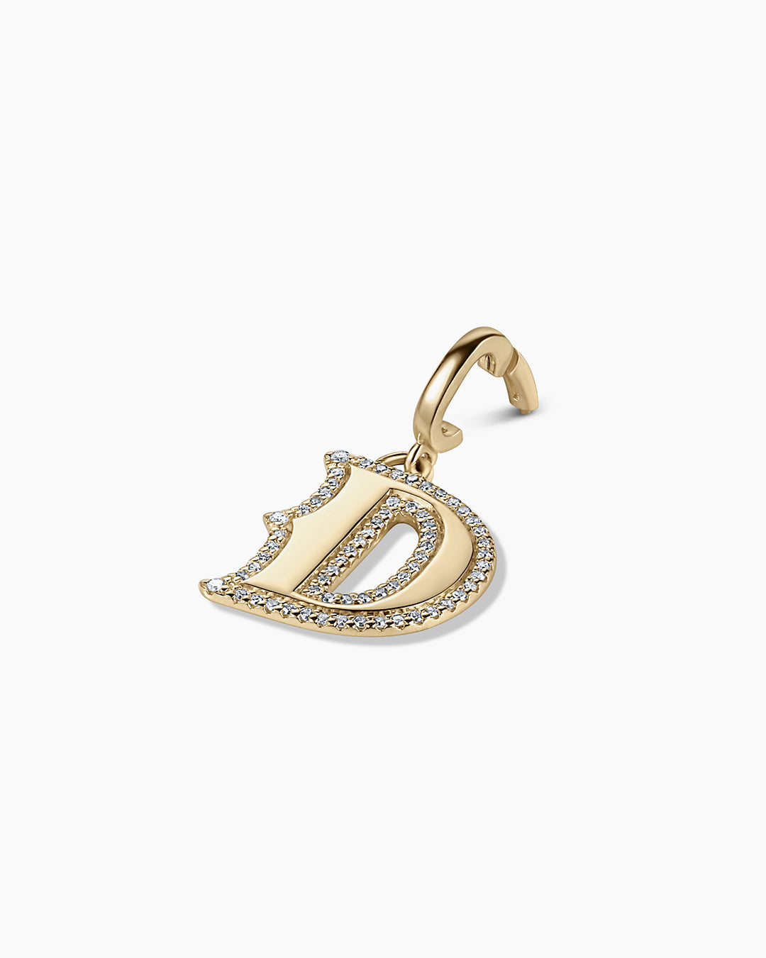 Diamond Era Alphabet Charm || option::14k Solid Gold, D