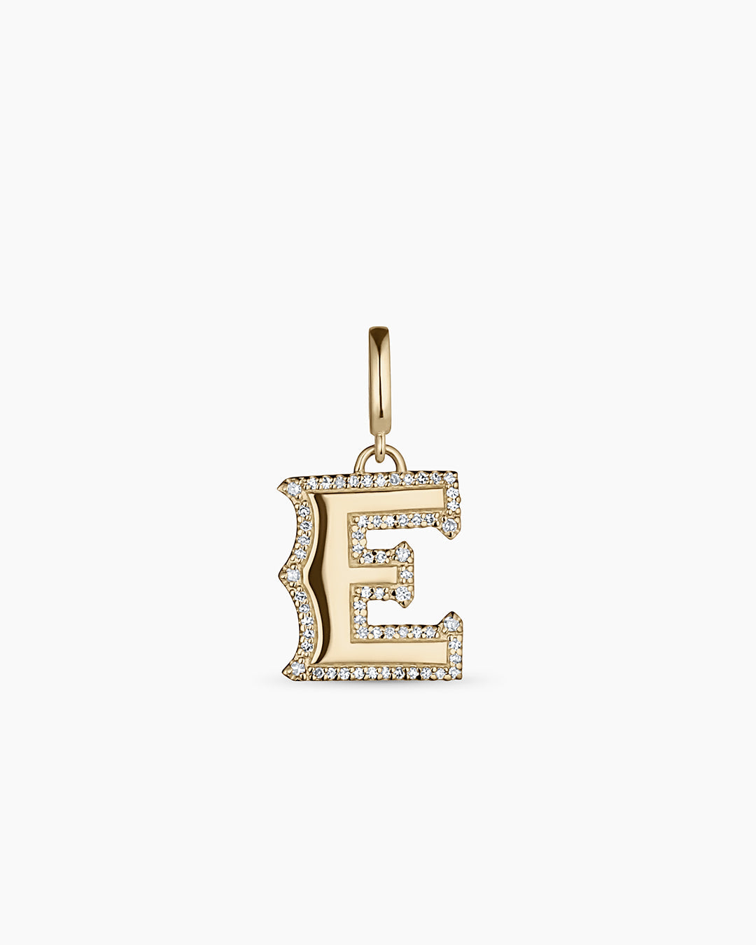 Diamond Era Alphabet Charm || option::14k Solid Gold, E