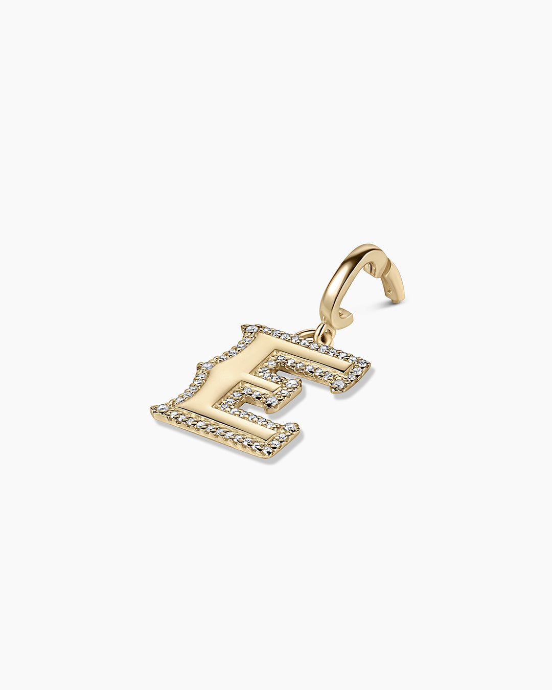 Diamond Era Alphabet Charm || option::14k Solid Gold, E