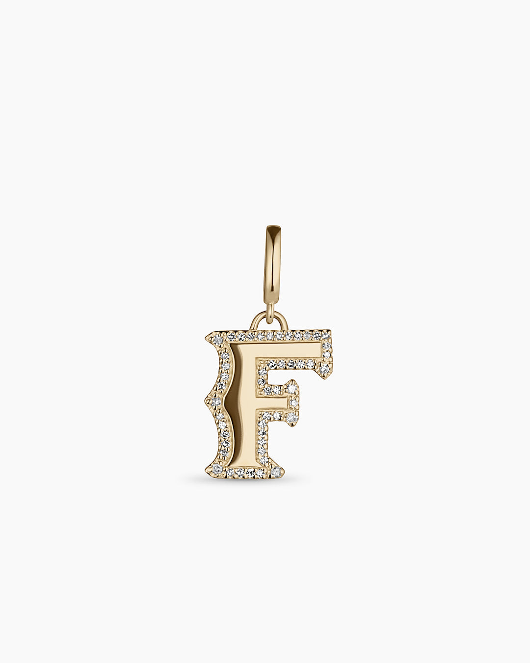 Diamond Era Alphabet Charm || option::14k Solid Gold, F