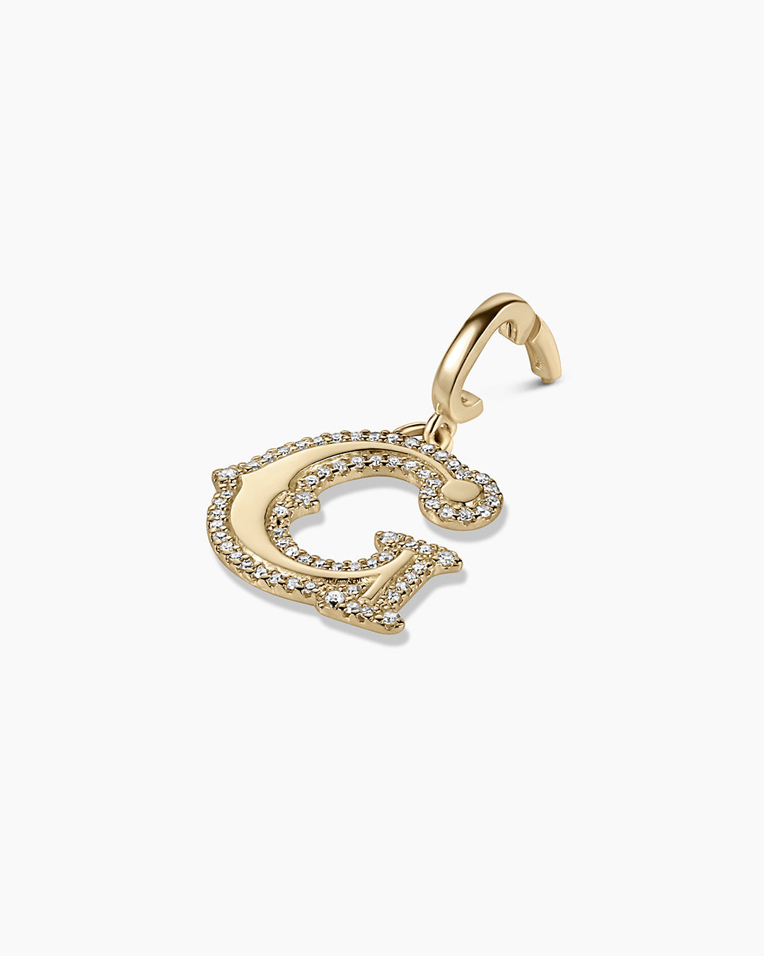 Diamond Era Alphabet Charm || option::14k Solid Gold, G