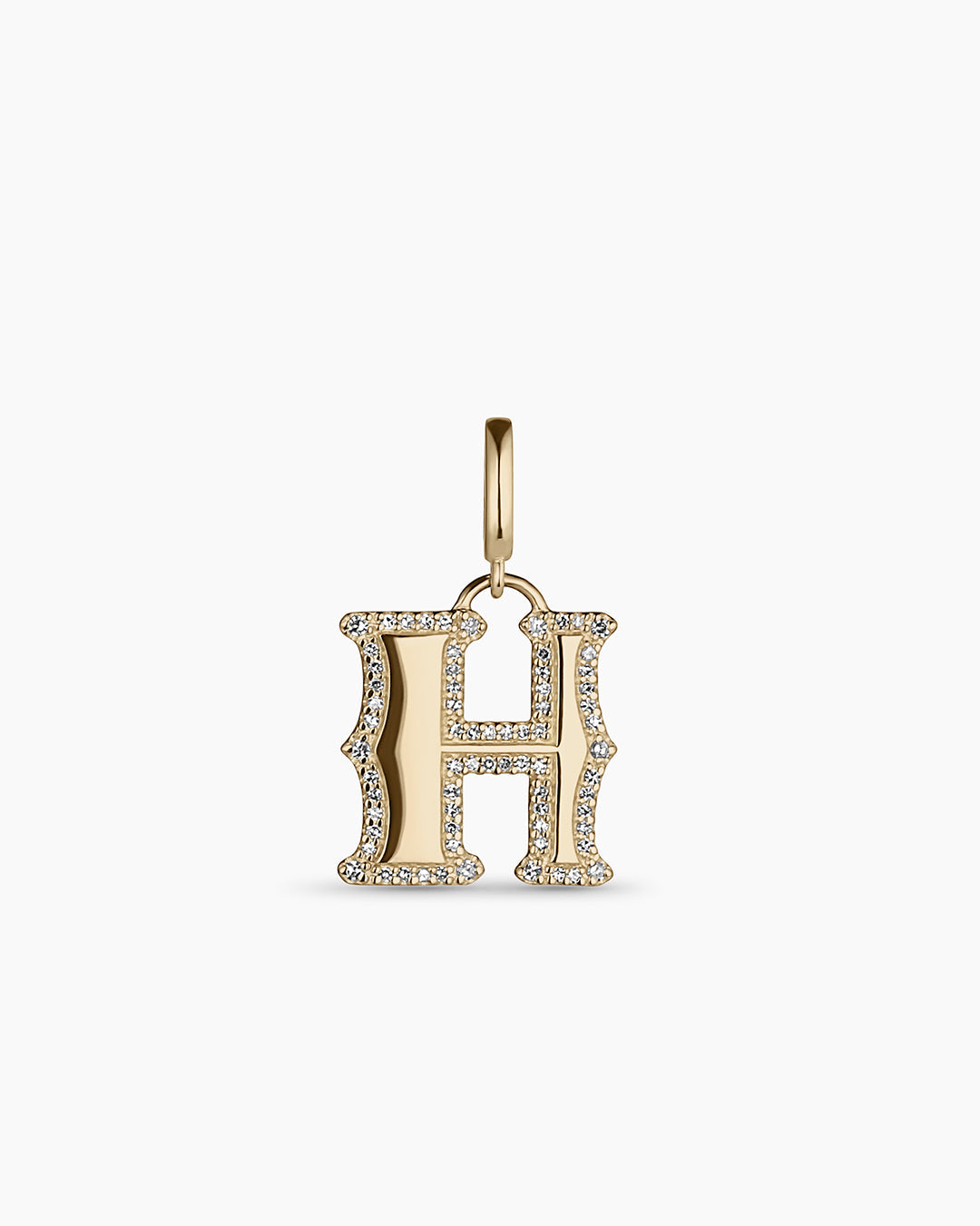 Diamond Era Alphabet Charm || option::14k Solid Gold, H