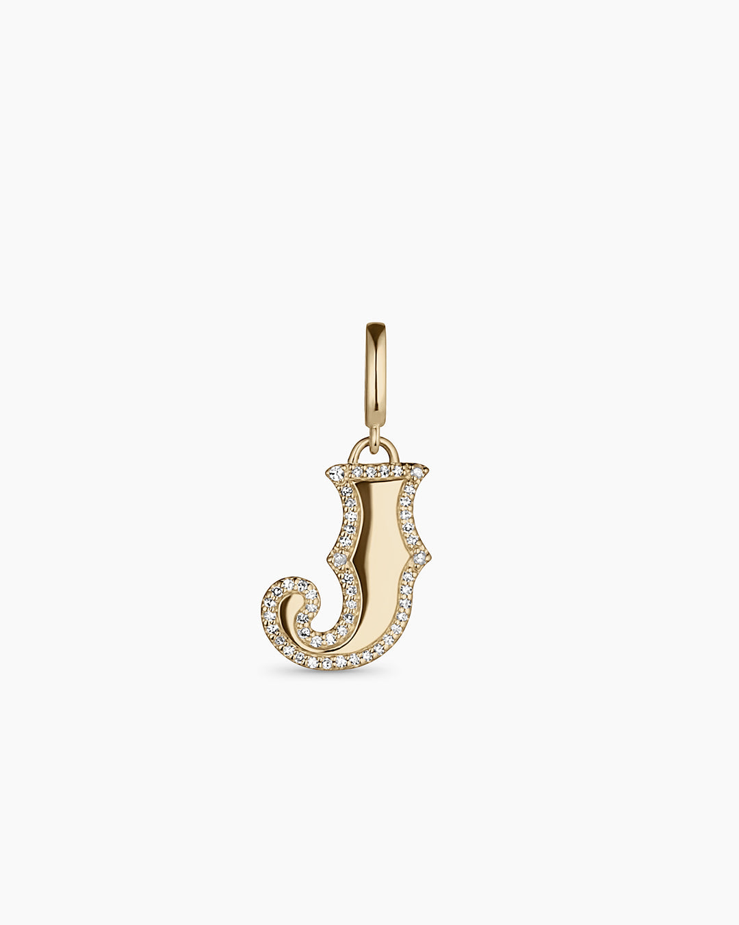 Diamond Era Alphabet Charm || option::14k Solid Gold, J