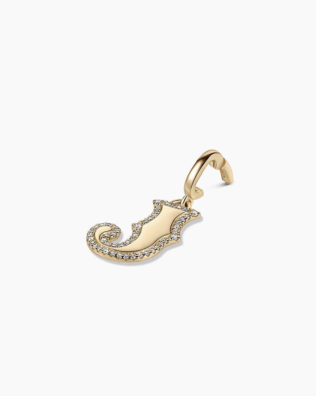 Diamond Era Alphabet Charm || option::14k Solid Gold, J