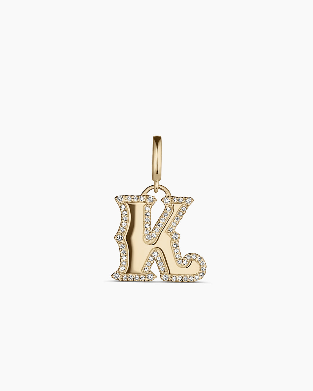 Diamond Era Alphabet Charm || option::14k Solid Gold, K