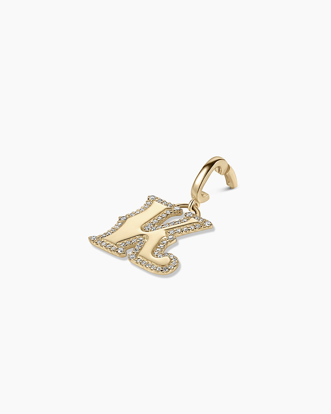 Diamond Era Alphabet Charm || option::14k Solid Gold, K
