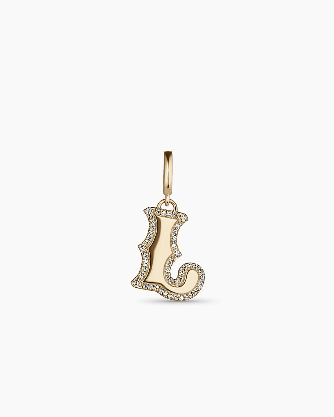 Diamond Era Alphabet Charm || option::14k Solid Gold, L