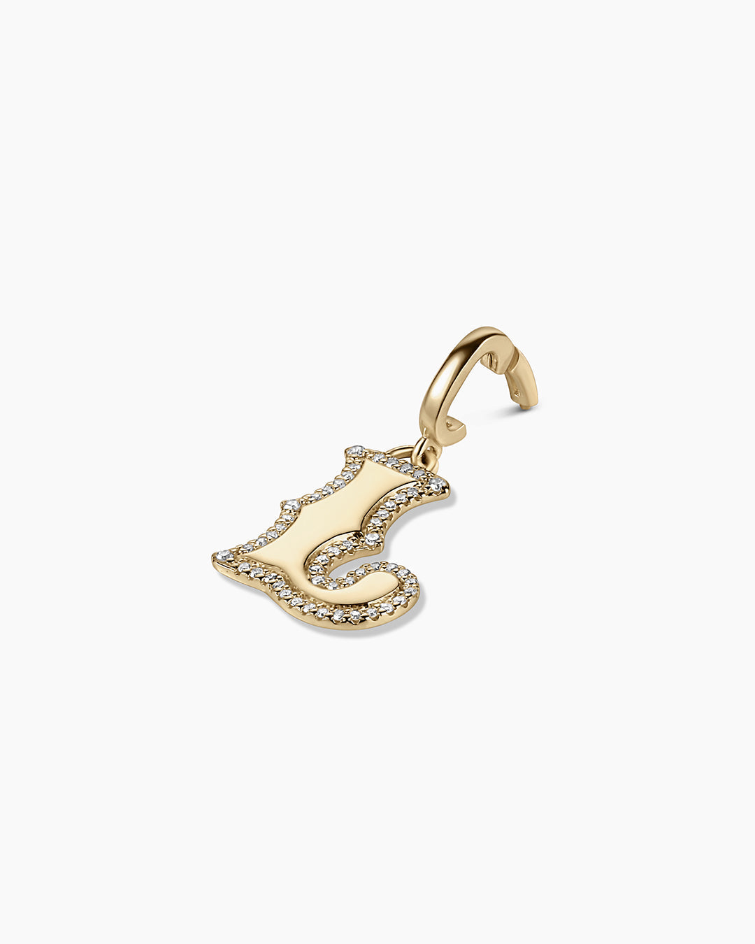 Diamond Era Alphabet Charm || option::14k Solid Gold, L