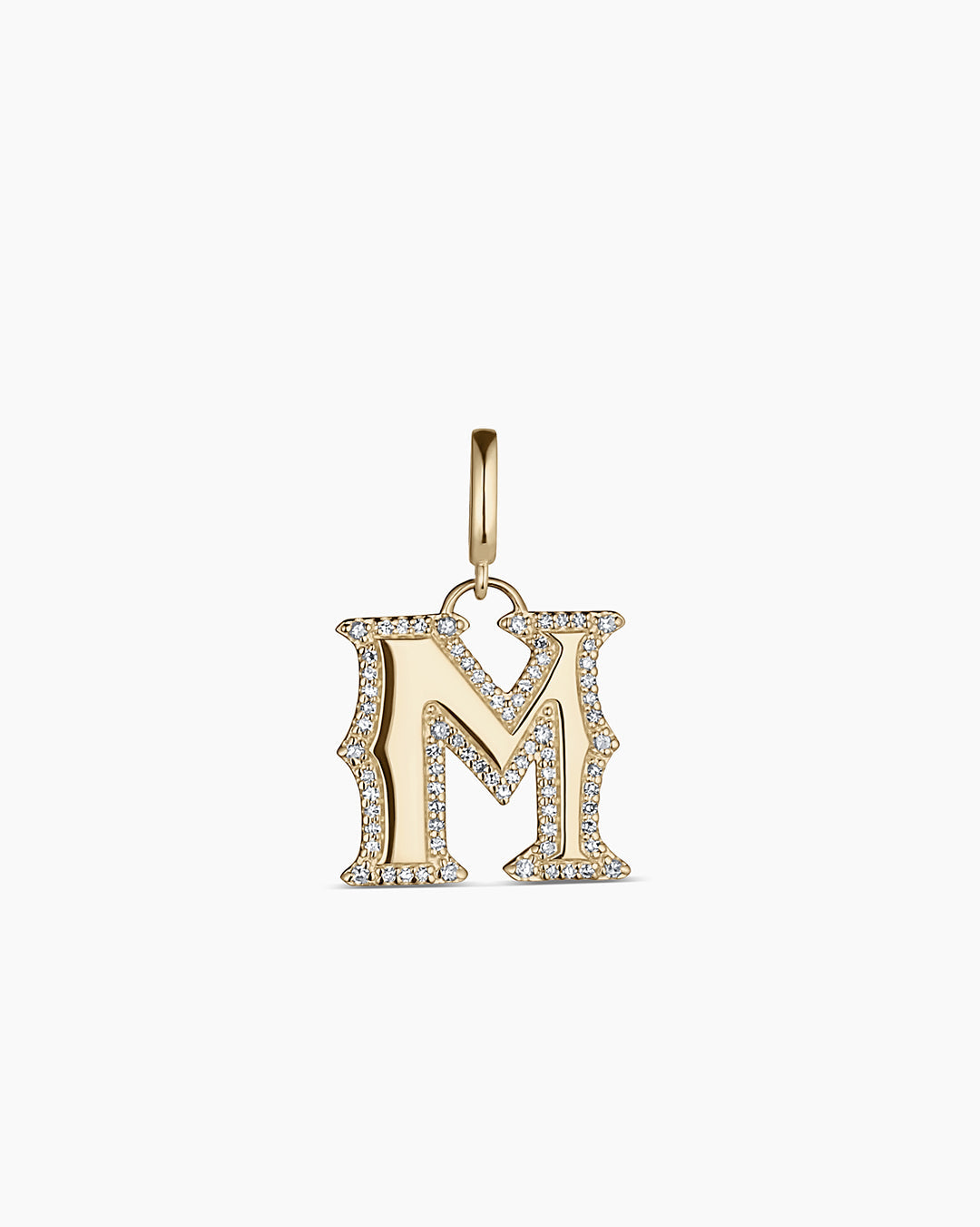 Diamond Era Alphabet Charm || option::14k Solid Gold, M