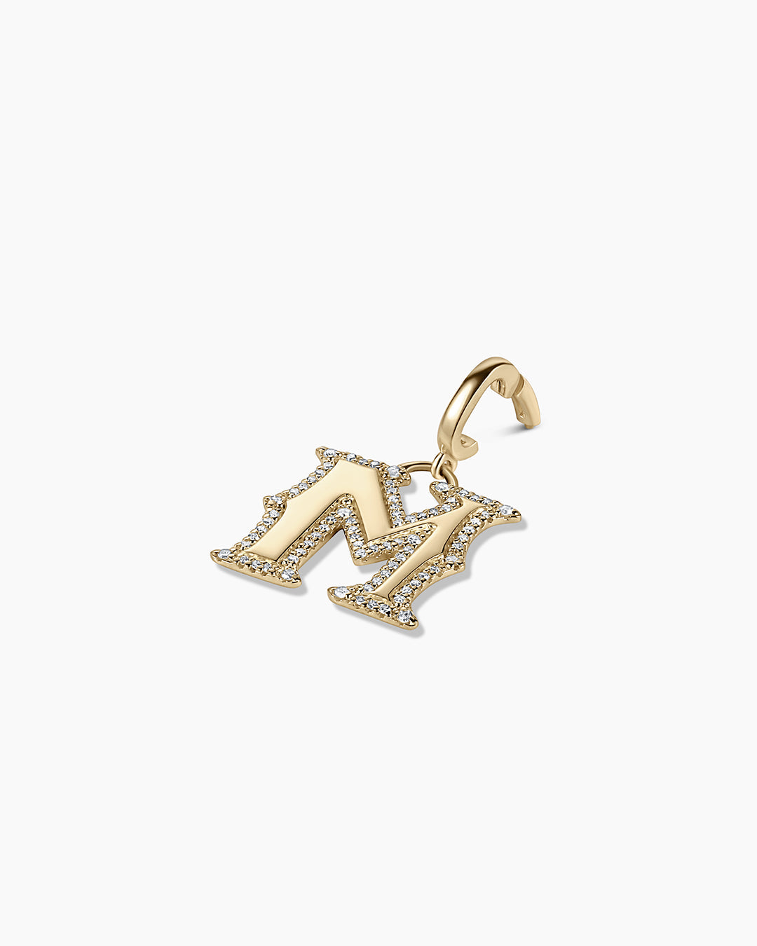 Diamond Era Alphabet Charm || option::14k Solid Gold, M