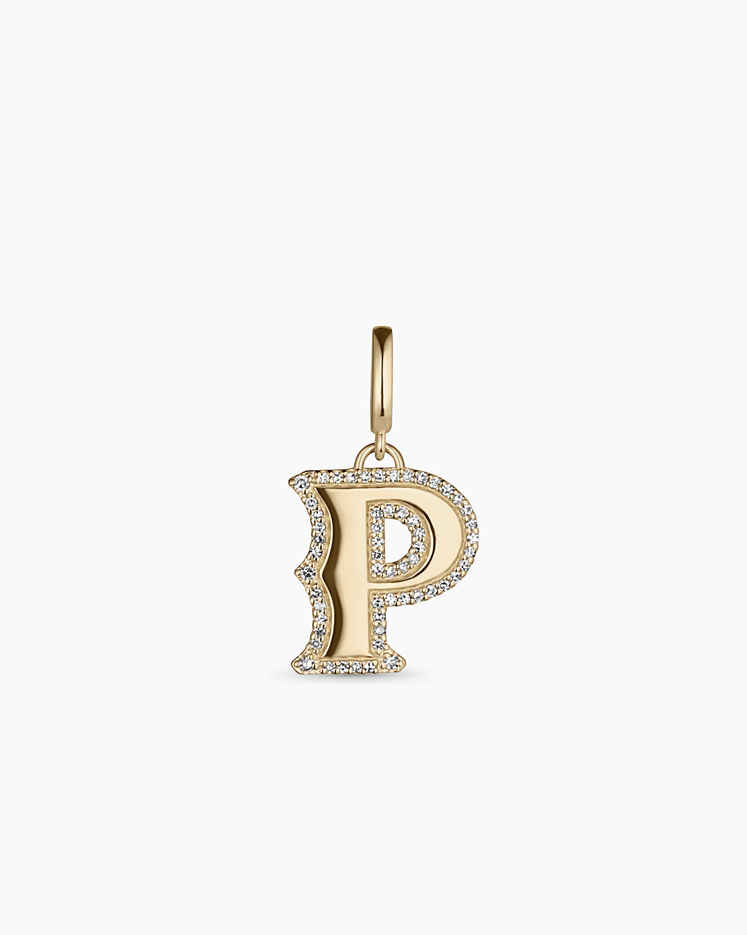 Diamond Era Alphabet Charm || option::14k Solid Gold, P