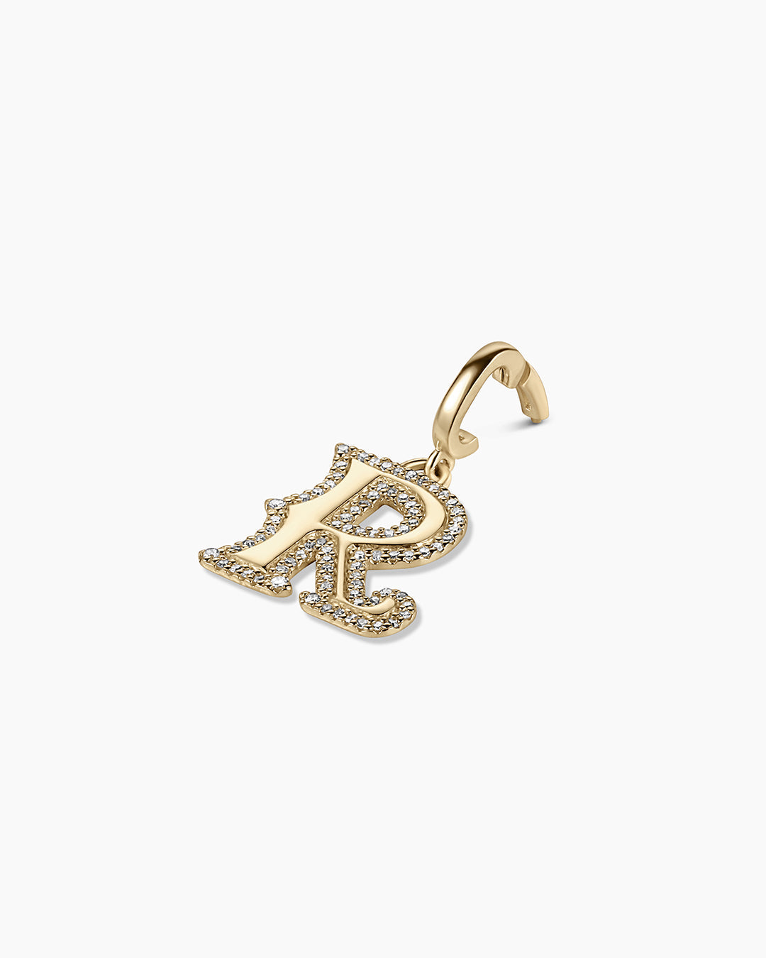 Diamond Era Alphabet Charm || option::14k Solid Gold, R
