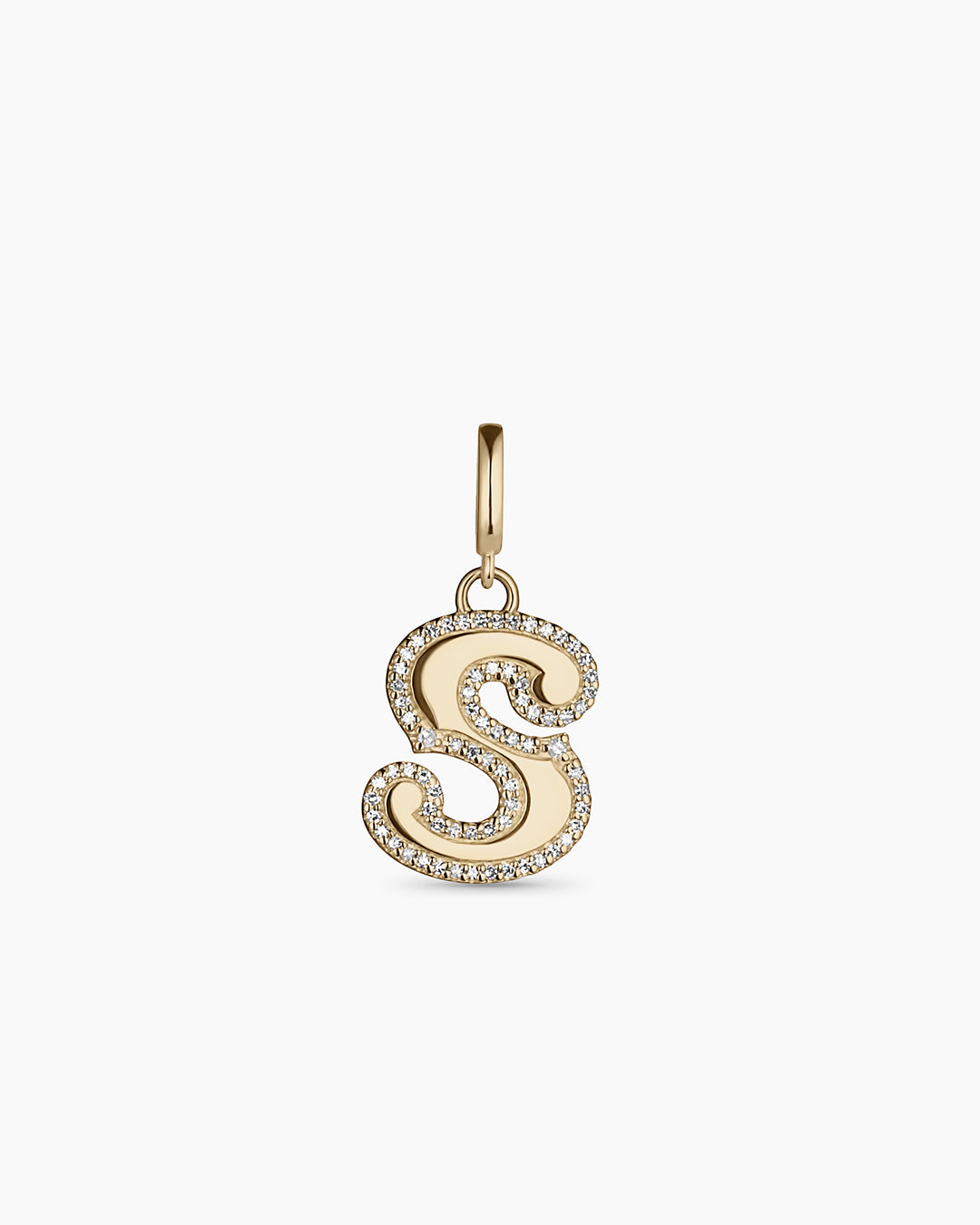 Diamond Era Alphabet Charm || option::14k Solid Gold, S