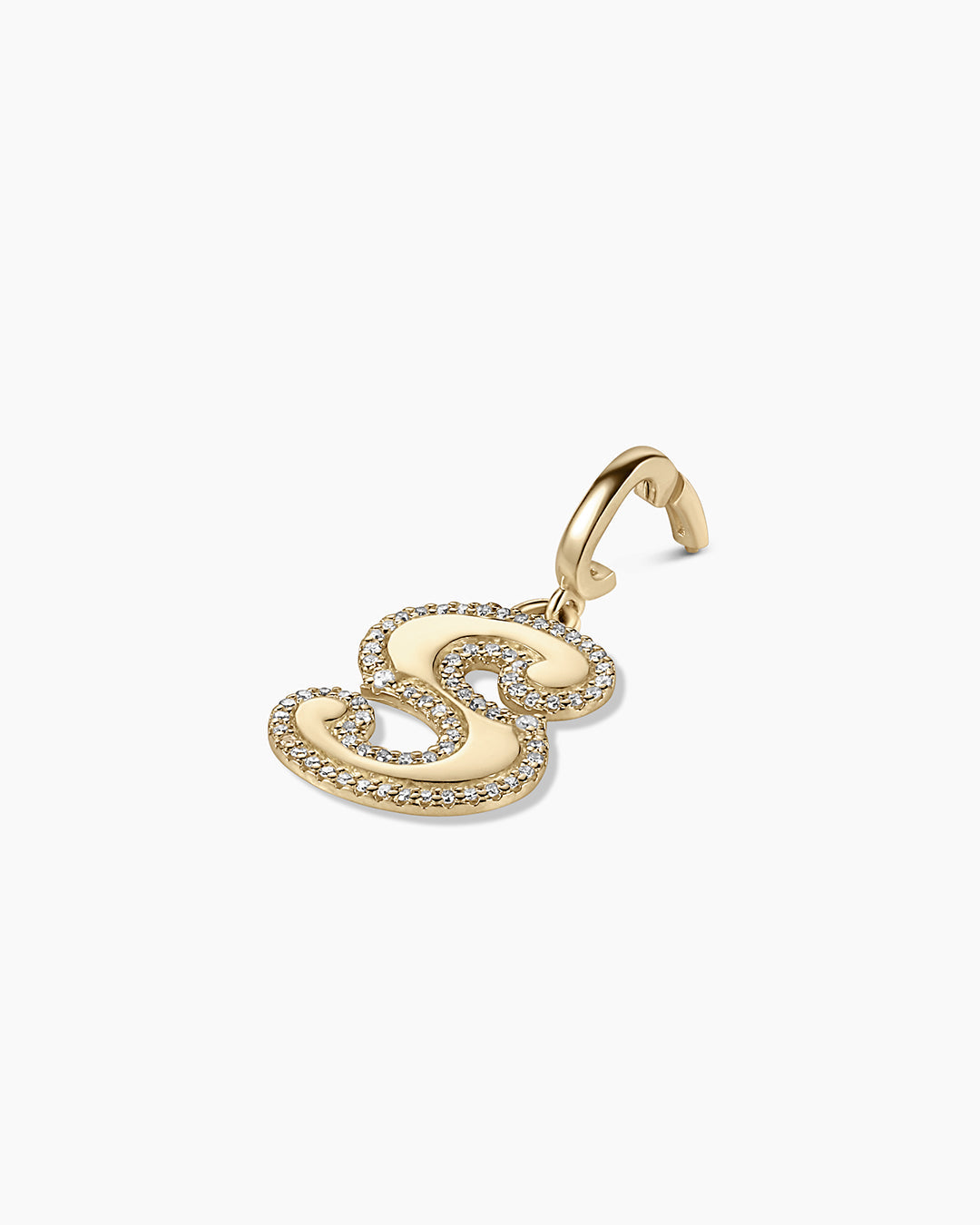 Diamond Era Alphabet Charm || option::14k Solid Gold, S
