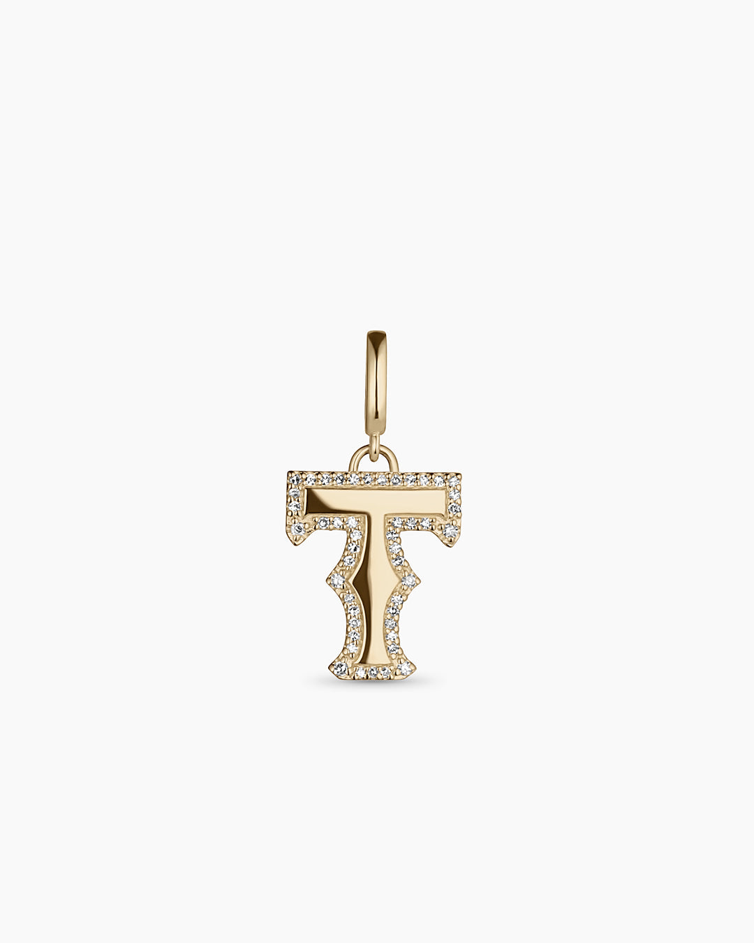 Diamond Era Alphabet Charm || option::14k Solid Gold, T