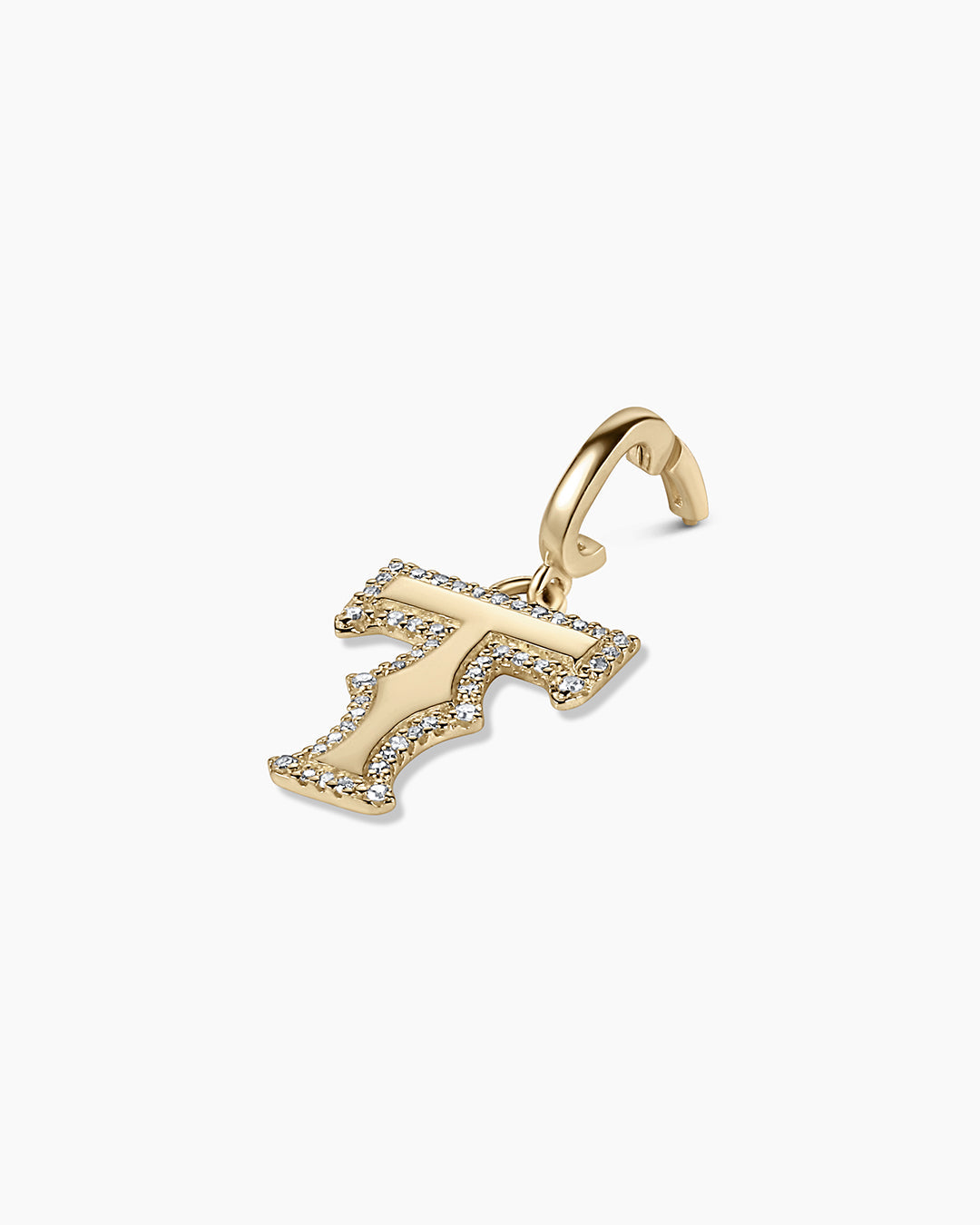 Diamond Era Alphabet Charm || option::14k Solid Gold, T