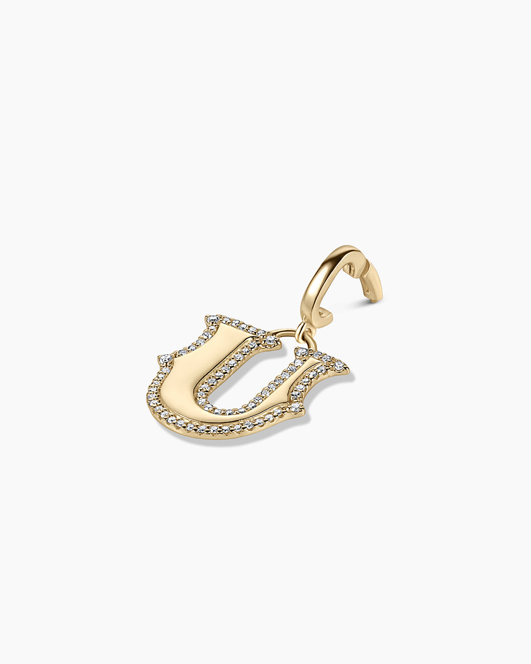 Diamond Era Alphabet Charm || option::14k Solid Gold, U