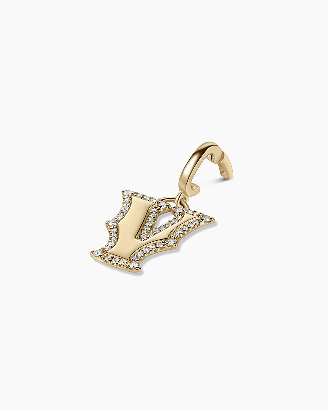 Diamond Era Alphabet Charm || option::14k Solid Gold, V