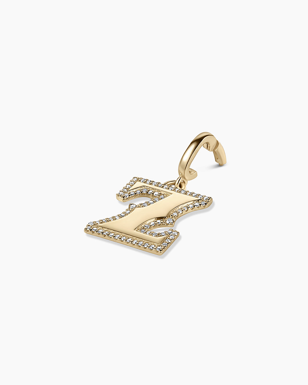 Diamond Era Alphabet Charm || option::14k Solid Gold, Z