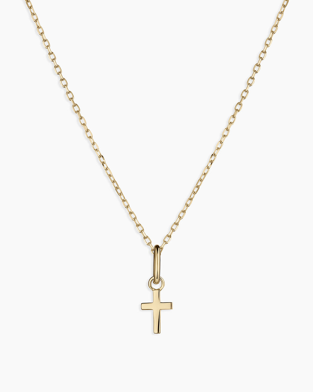 14k Gold Cross Charm Necklace || option::14k Solid Gold