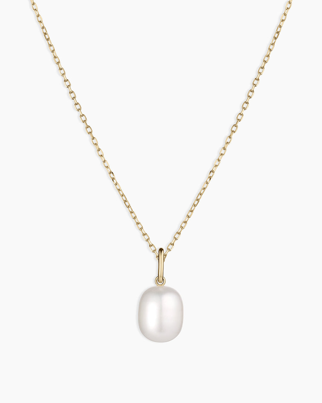 14k Gold Pearl Charm Necklace || option::14k Solid Gold