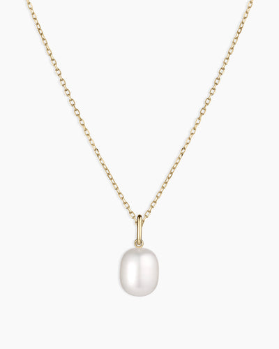 14K Gold Pearl Charm Necklace