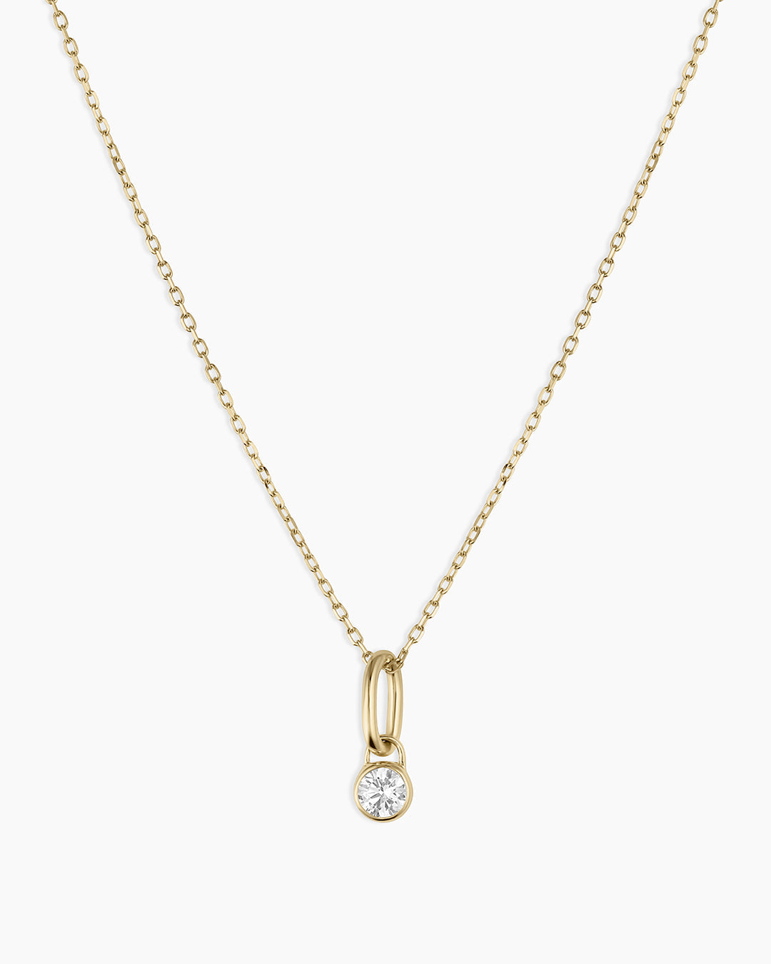 Lab Grown Diamond Halo Charm Necklace || option::14k Solid Gold