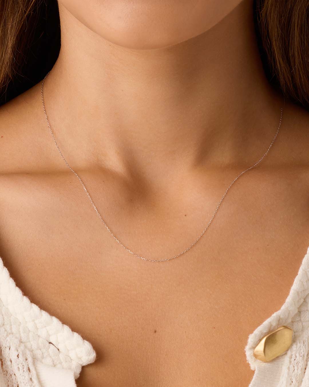 14k Gold Basic Chain || option::14k Solid White Gold