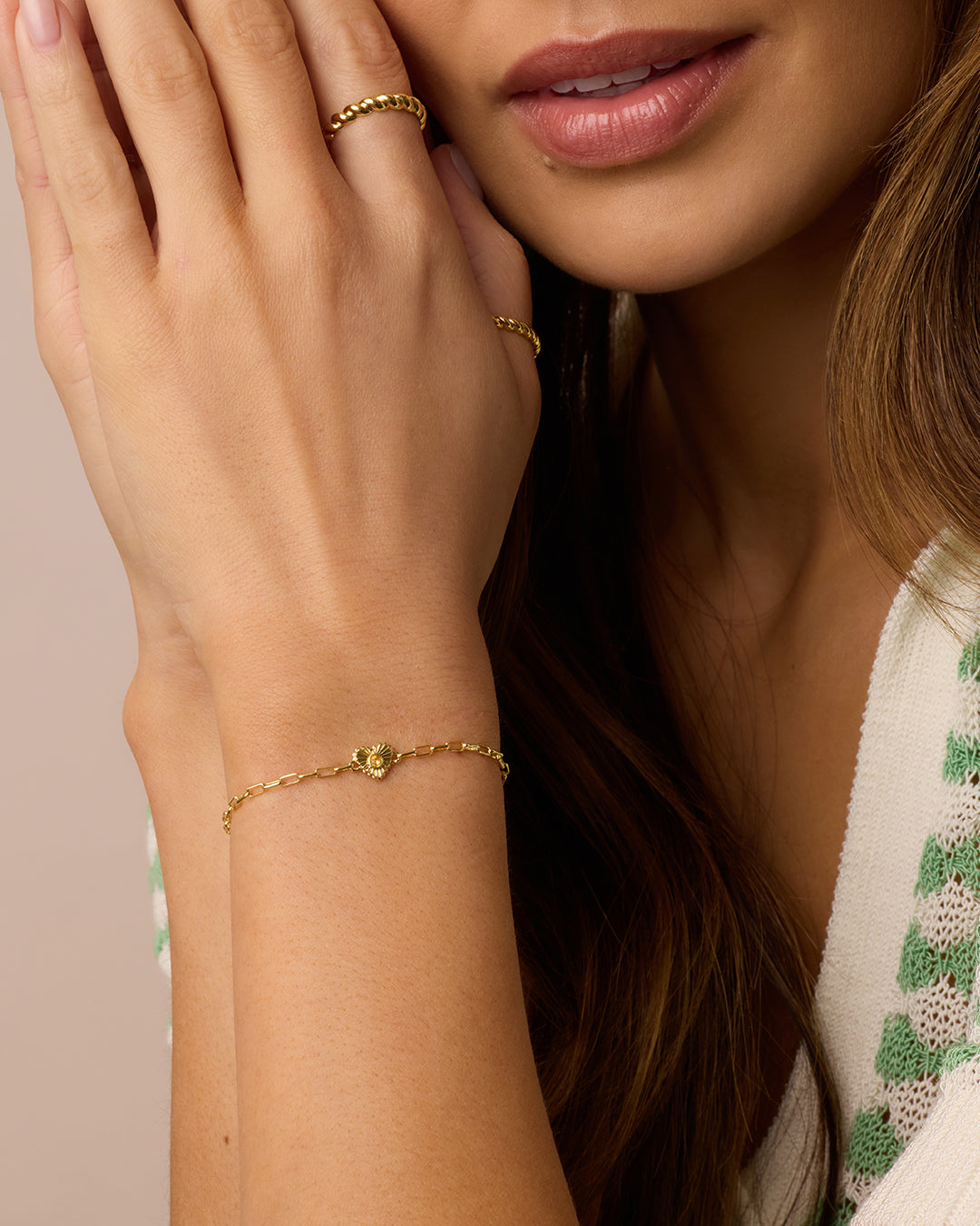 Birthstone Heart Bracelet || option::18k Gold Plated, Citrine - November