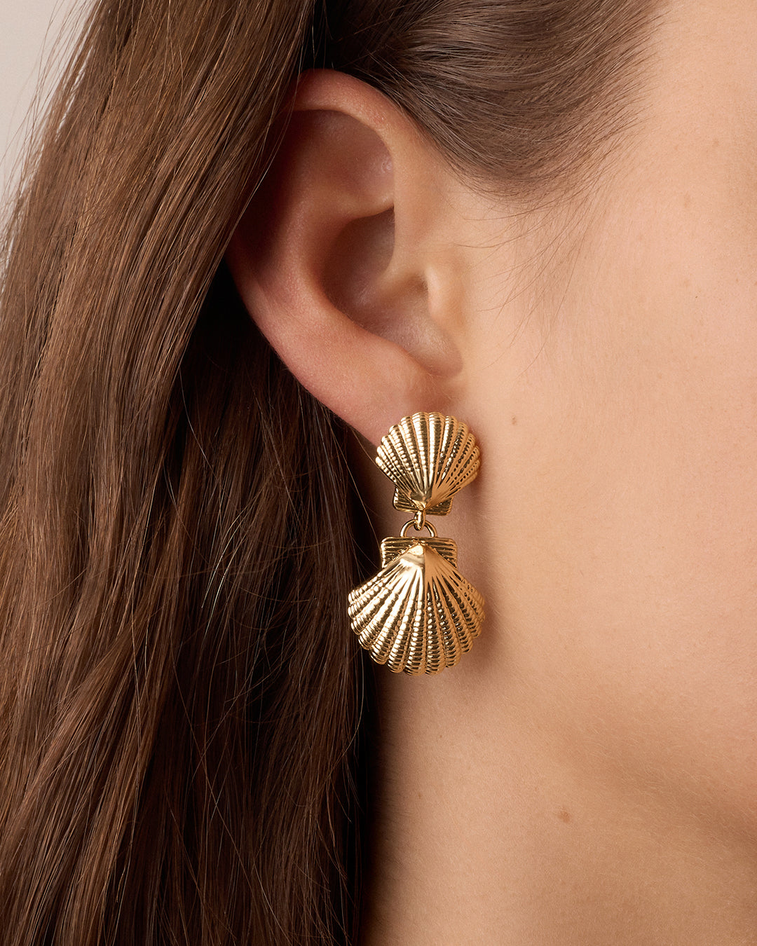 Shell Drop Earrings || option::18k Gold Plated