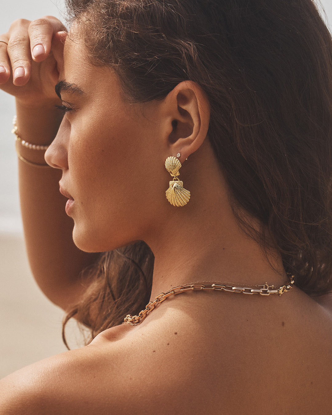 Gorjana - Shell Drop Gold Plated Earrings