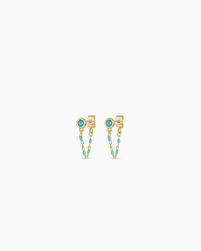 Turquoise Capri Chain Huggies