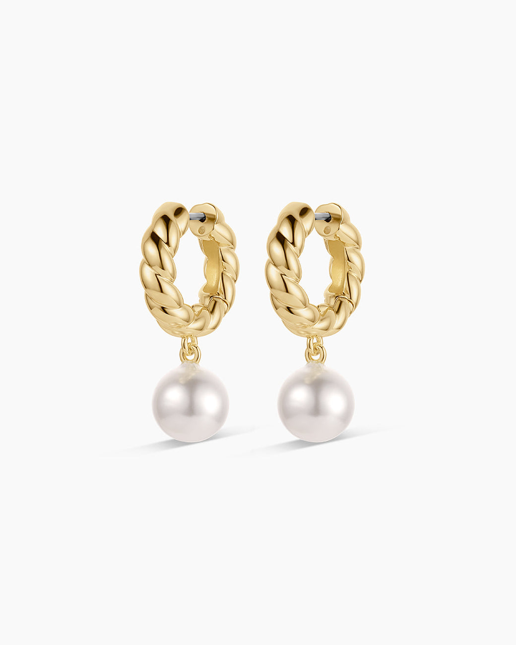 Pearl Crew Hoops || option::18k Gold Plated