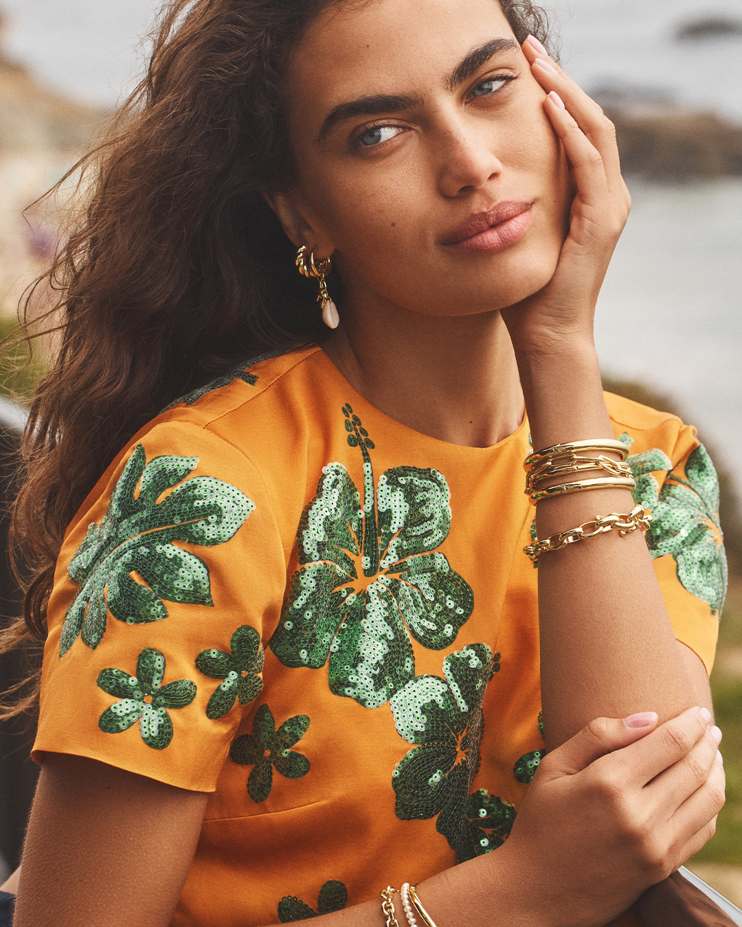 Ocean Cluster Hoops || option::18k Gold Plated || set::ocean-cluster-hoops-stl