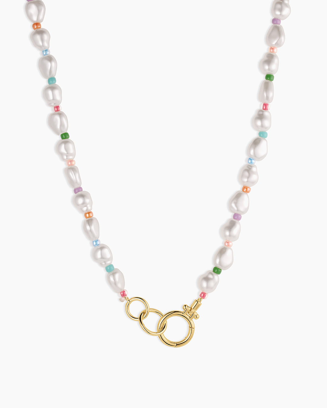 Pearl Rainbow Cove Necklace || option::18k Gold Plated