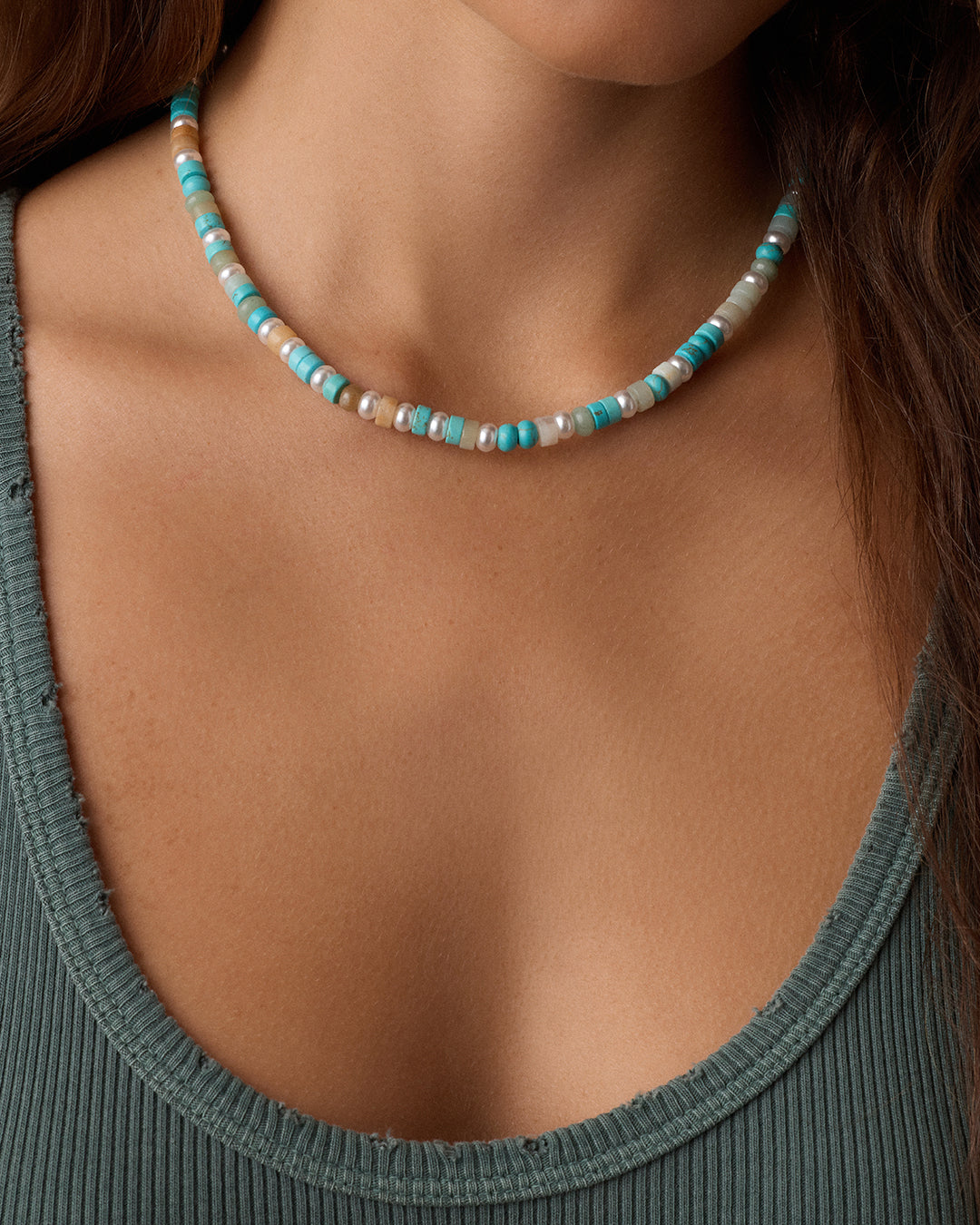 Harbor Statement Necklace || option::18k Gold Plated, Turquoise