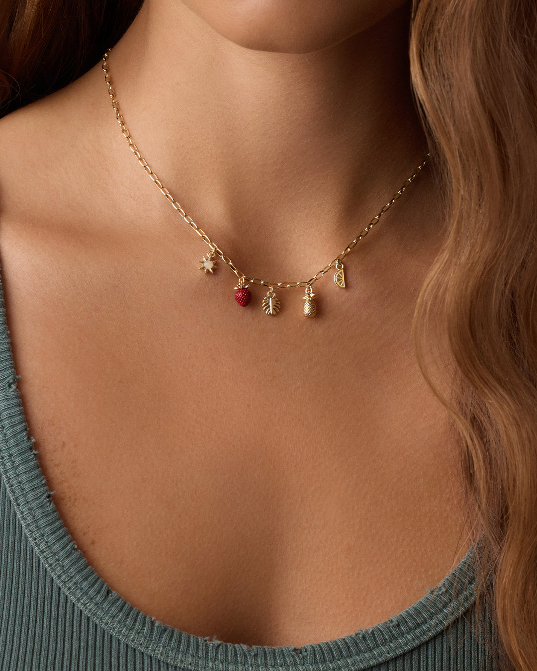 Summer Mini Charm Necklace || option::18k Gold Plated