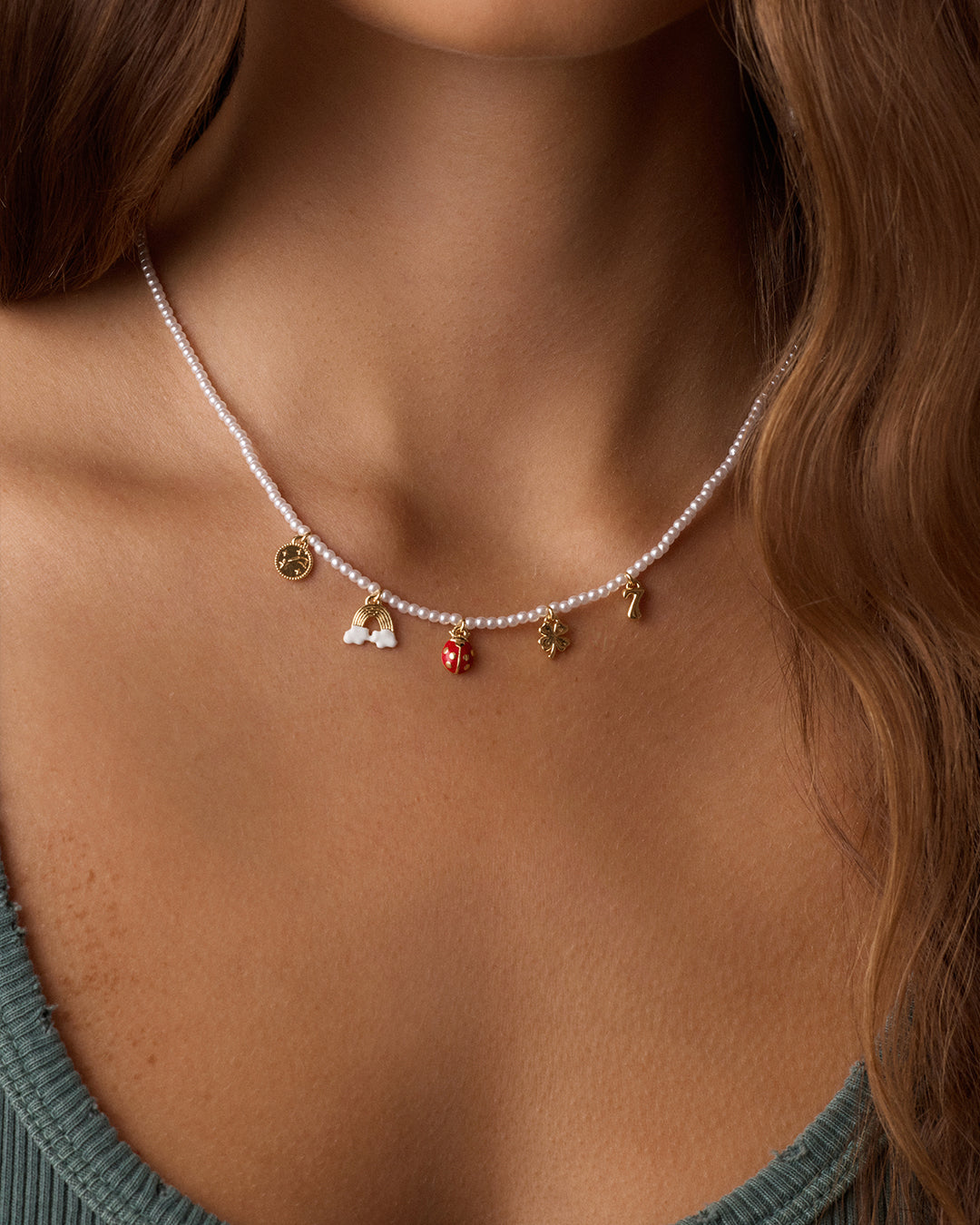 Lucky Mini Charm Necklace || option::18k Gold Plated