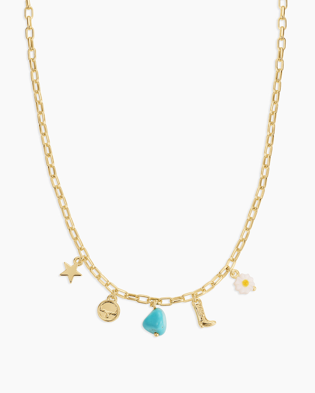 Western Mini Charm Necklace || option::18k Gold Plated