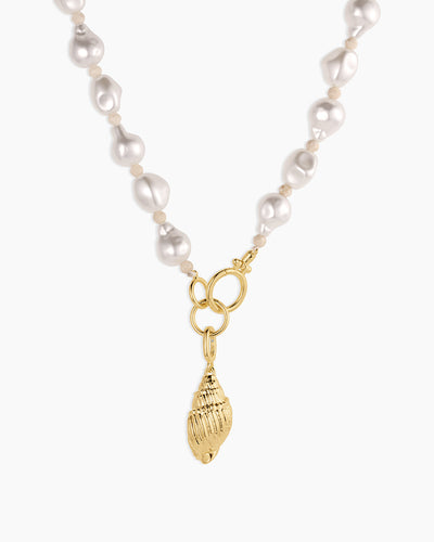 Gold Tulip Shell Charm Necklace