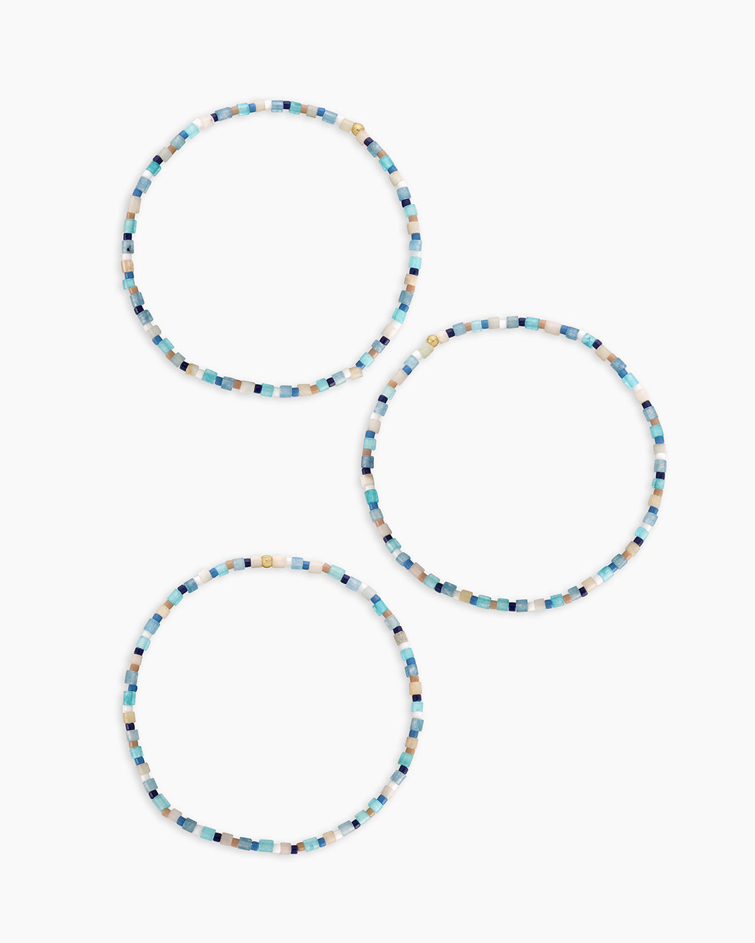 Harbor Bracelet Set || option::18k Gold Plated, Mixed Amazonite