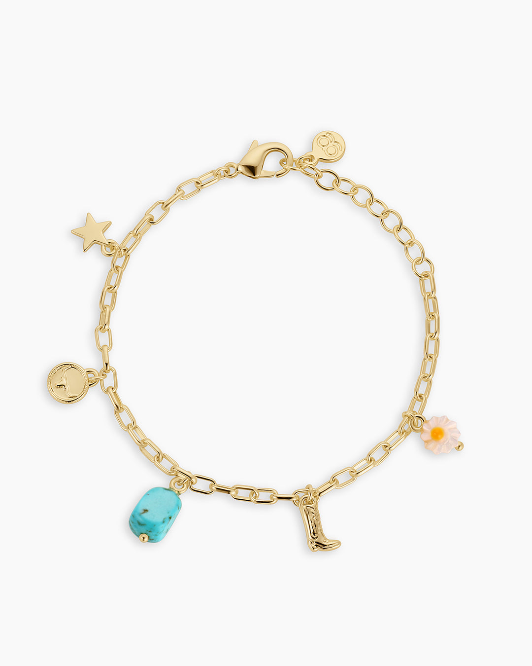 Western Mini Charm Bracelet || option::18k Gold Plated