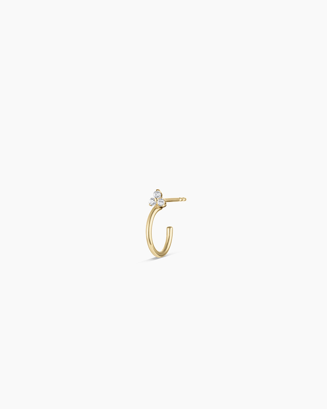 White Sapphire Bali Stud Single Huggie || option::14k Solid Gold 