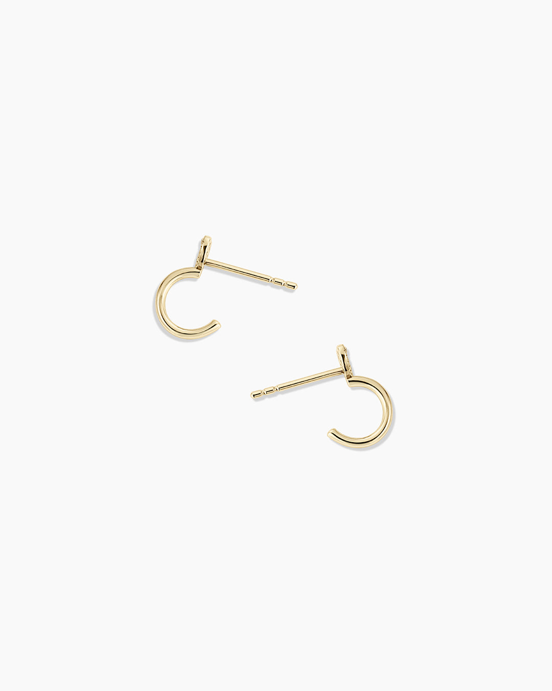 Diamond Heart Stud Huggies || option::14k Solid Gold 