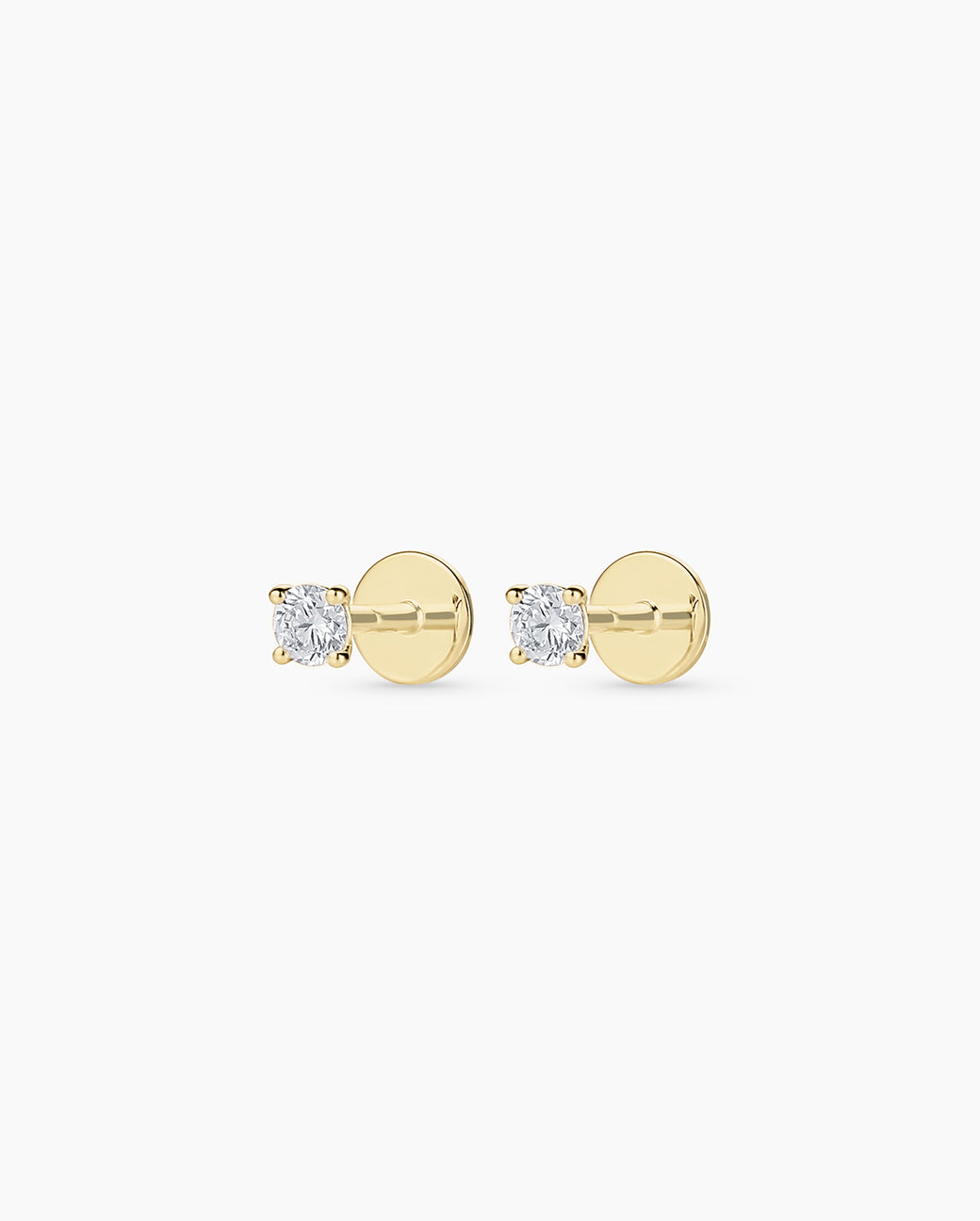 Lab Grown Diamond Solitaire Flat Back Studs || option::14k Solid Gold