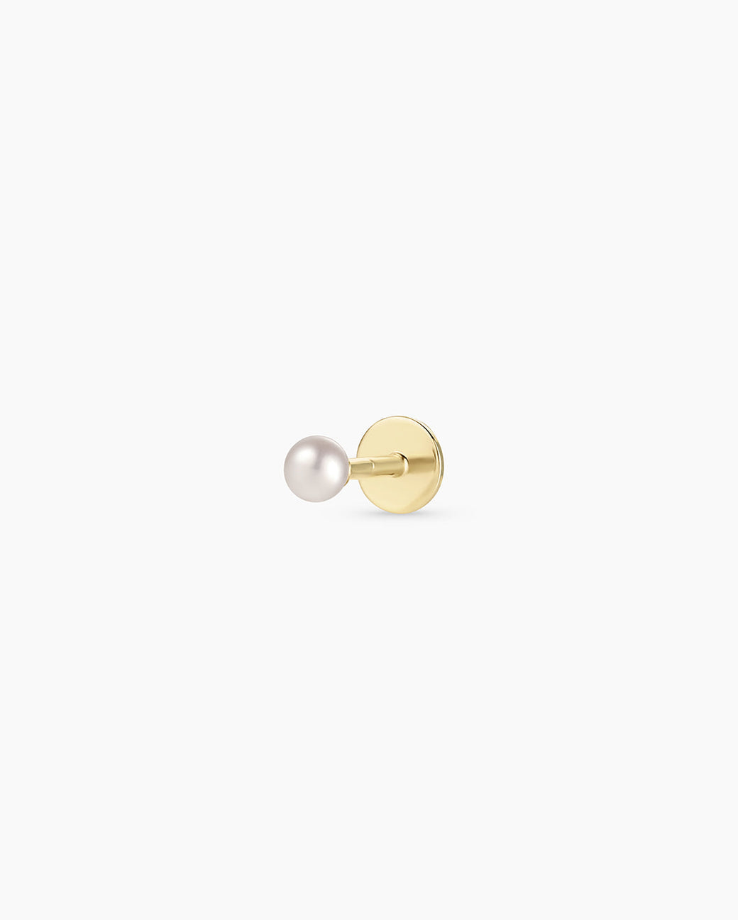 Pearl Flat Back Single Stud || option::14k Solid Gold 