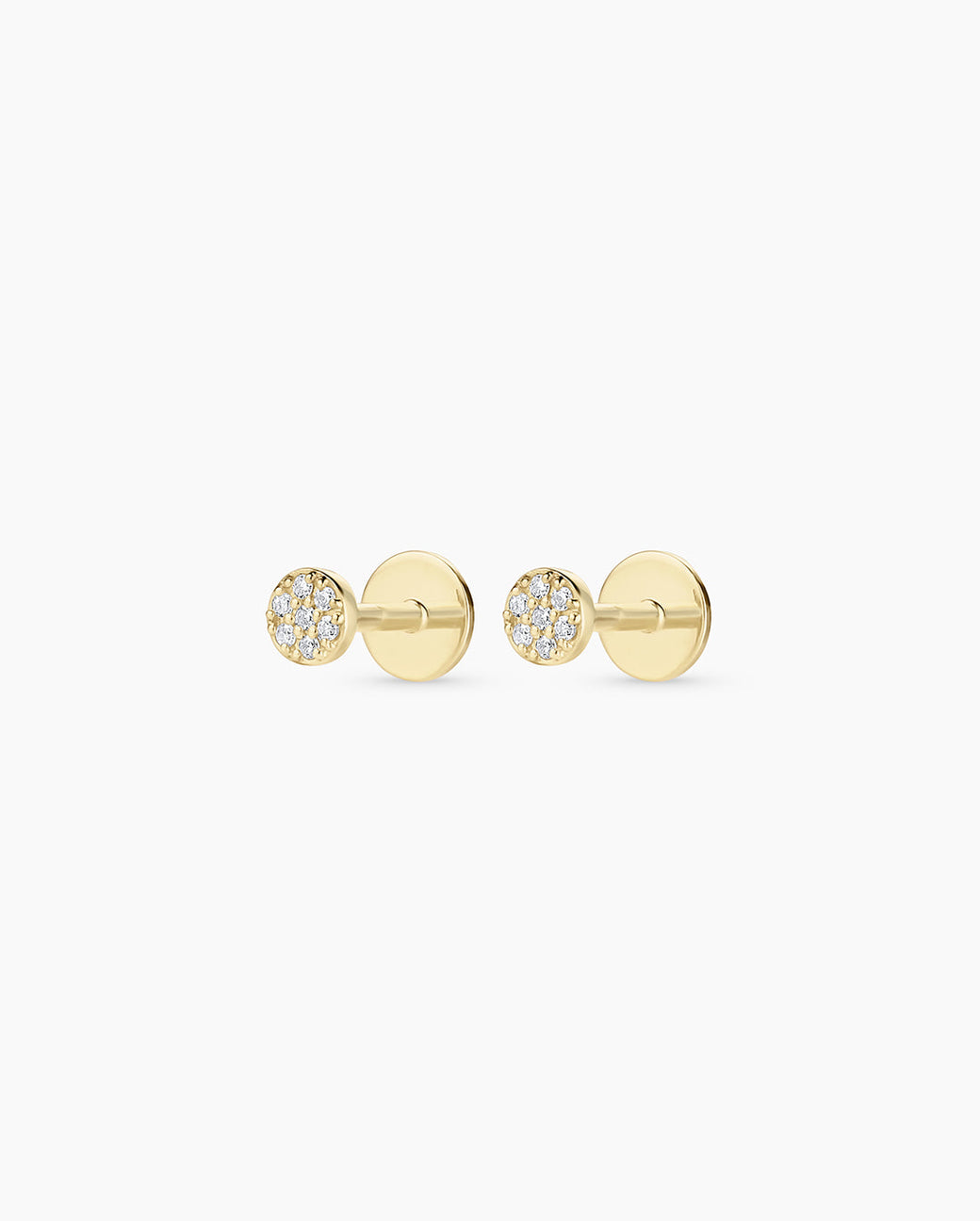Diamond Pavé Flat Back Studs || option::14k Solid Gold 