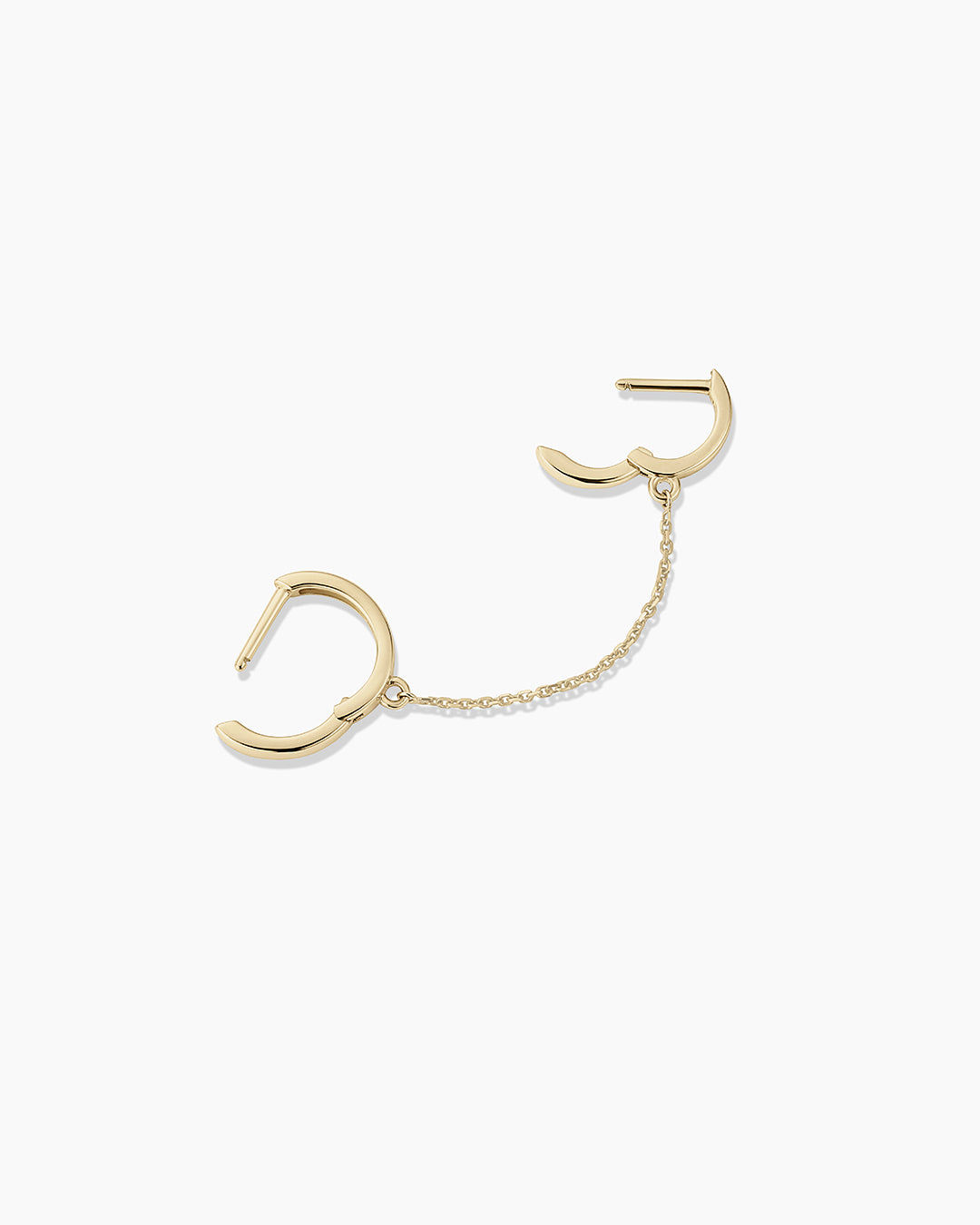 14k Gold Rose Double Huggie || option::14k Solid Gold 