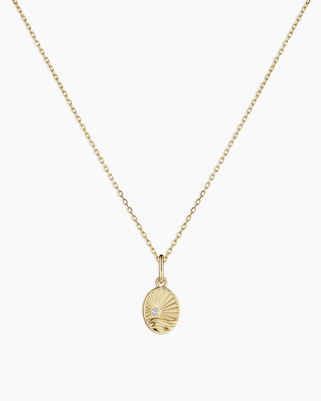 Diamond Beach Charm Necklace || option::14k Solid Gold 