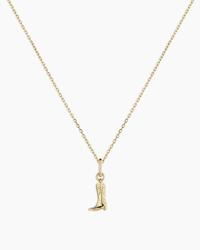 14K Gold Cowboy Boot Charm Necklace